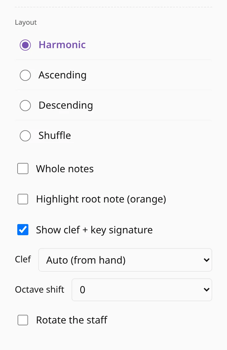 The Preferences controls for the staff display.