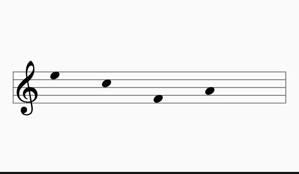 The same chord printed as four notes in a mixed order.