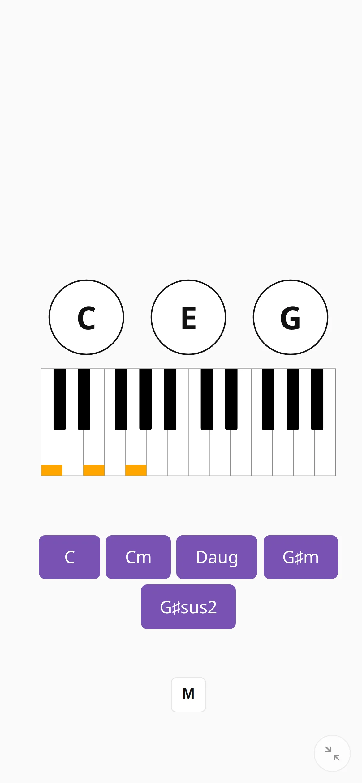Naming mode on a phone: notes shown, four answers to tap.
