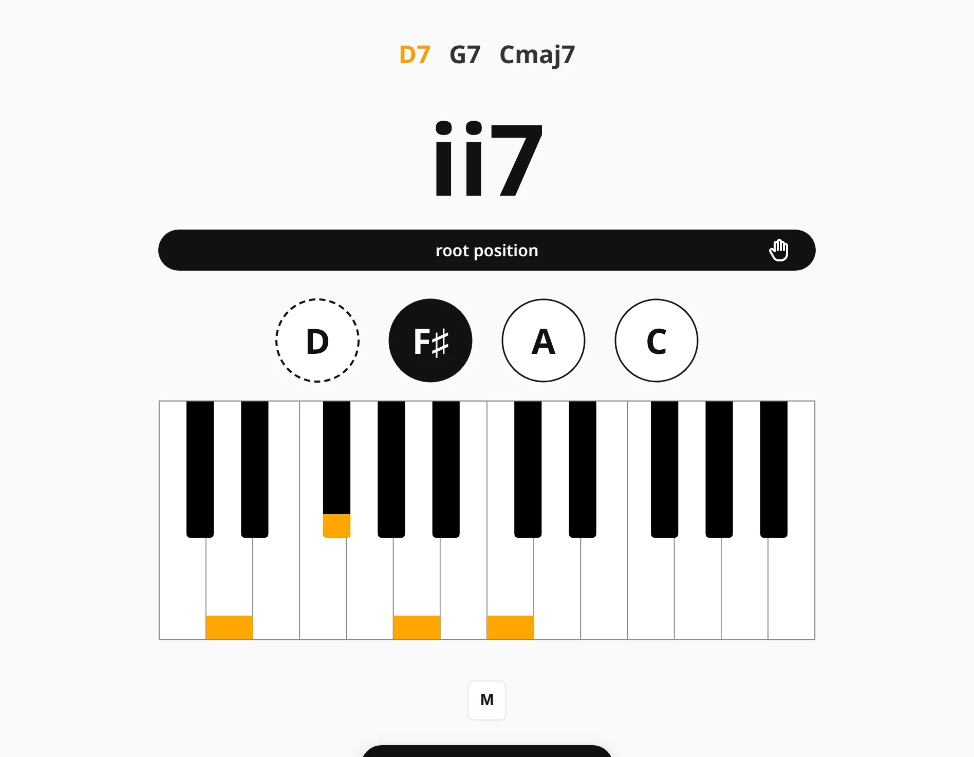 A ii-V-I progression with the question asked as a numeral.