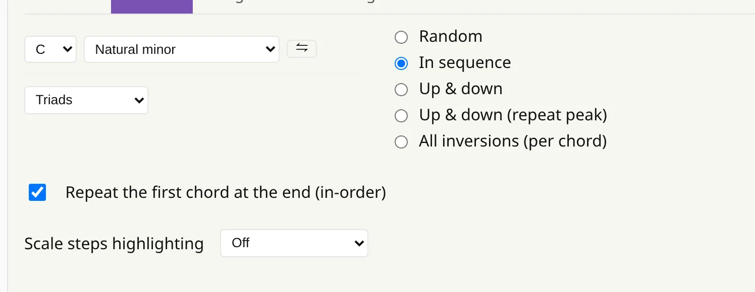 The scales section of the Preferences page.