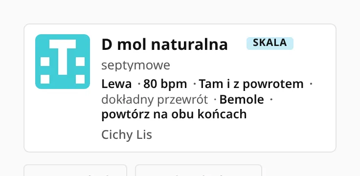 Karta ćwiczenia gam, z własną plakietką i kafelkami.