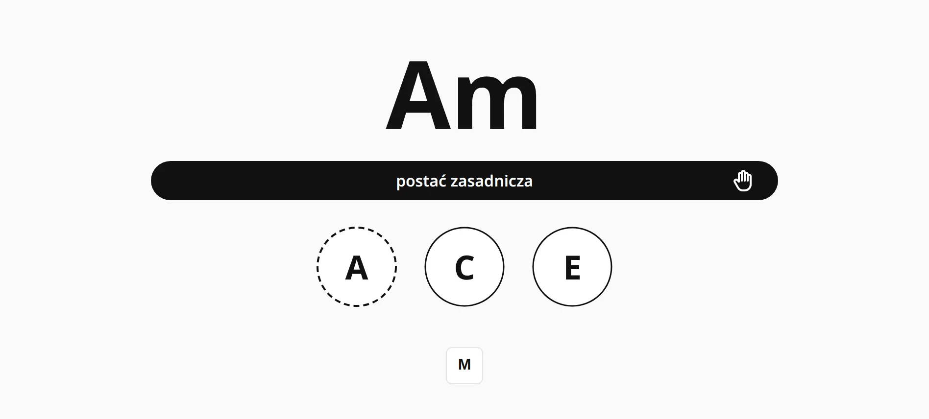 Pytanie z samymi kółkami dźwięków: A, C, E.