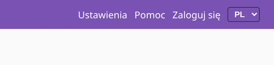Lista języków EN / PL na końcu menu.